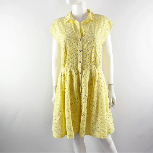 Betsey Johnson | Dresses | Betsey Johnson Size 2 Yellow Eyelet Embroidered  Aline Dress | Poshmark